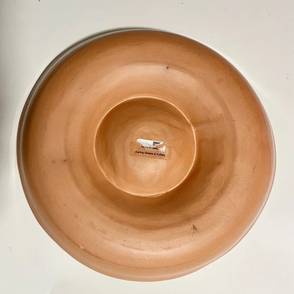 Mexican Ceramic Chip & Dip Tray Earthly Greens & Pottery Chili Peppers via 11.5”